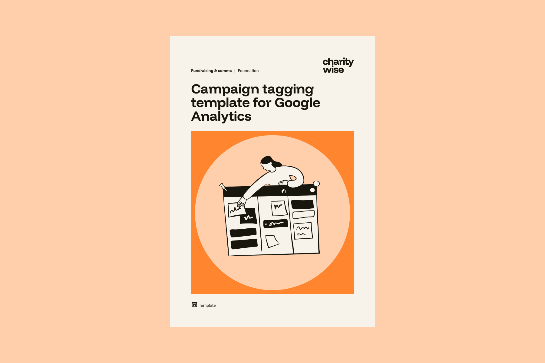 front cover of a downloadable document for a GA tagging template