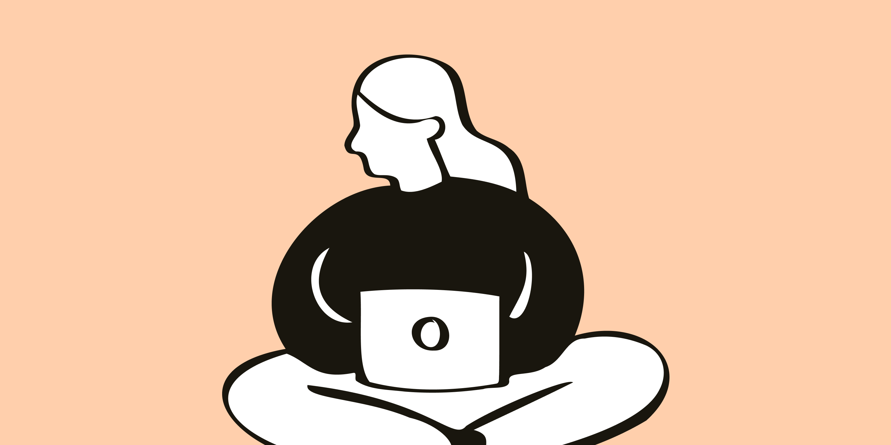A person sitting down with a laptop, illustrating the thoughtful, purposeful process of writing a vision and mission statement that defines a small charity's values, goals and reason for being.