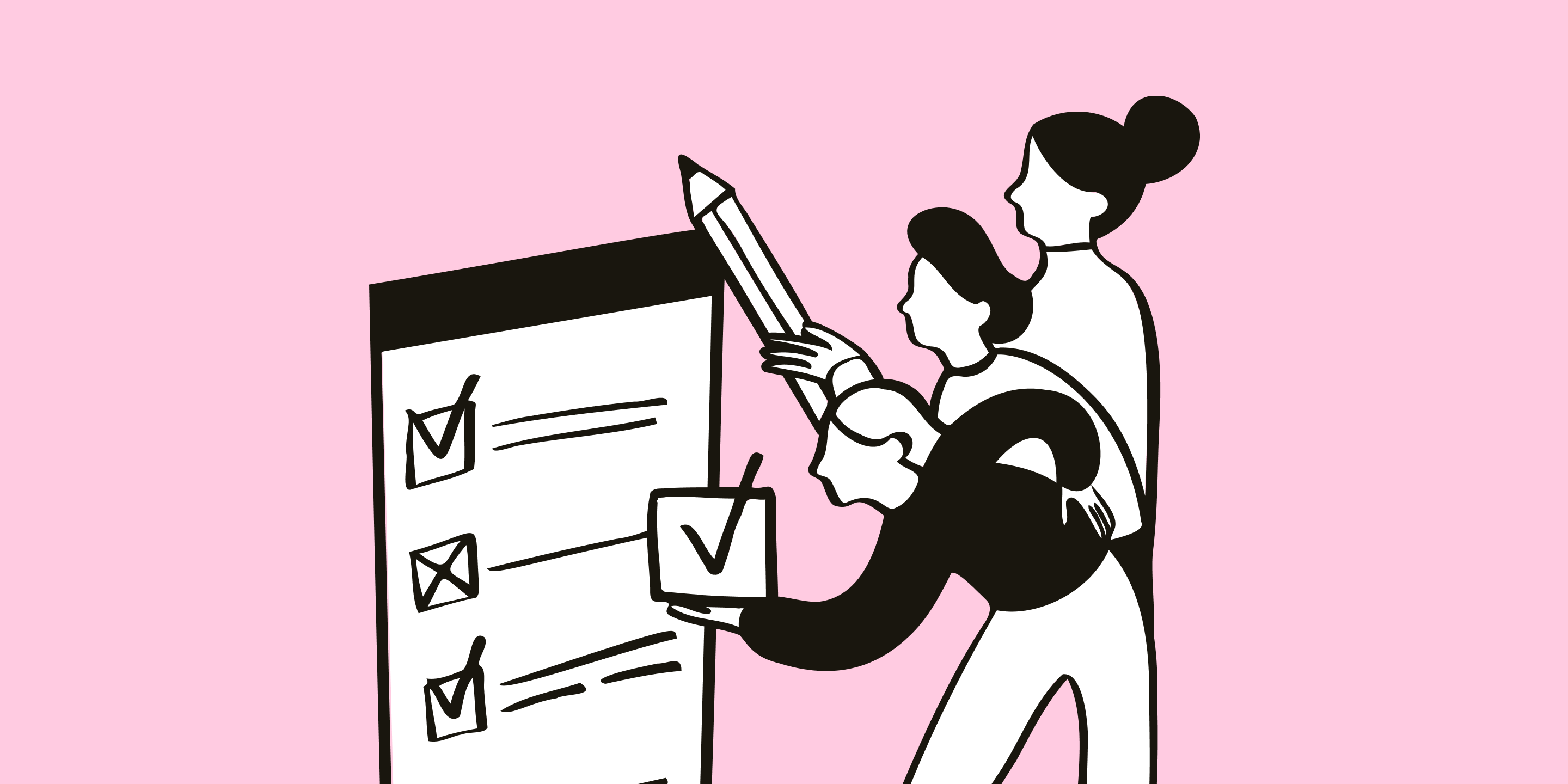 A group of people working through a checklist together, illustrating the methodical process of ensuring a charity donation page includes all six essential elements needed to build donor trust and maximise conversions.